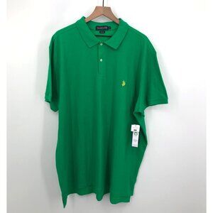 US Polo Assn Performance Pique Polo Shirt Mens 3XL Green Short Sleeve Preppy